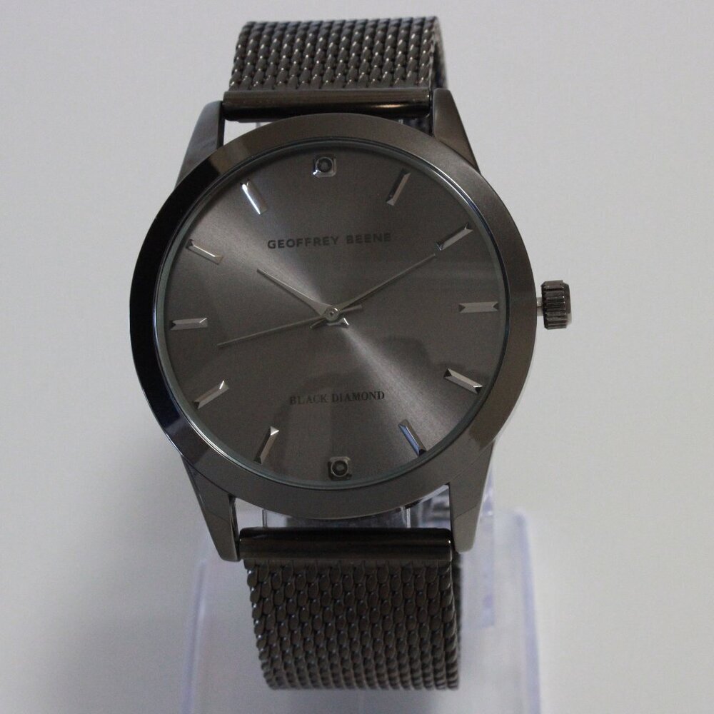 Geoffery Beene Men's Quartz Dress Watch Gun Metel Grey Milanese Bracelet 42mm - Picture 3 of 13